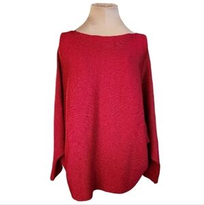 Philosophy Cozy Festive Knit Sweater Red Metallic Shimmer Batwing Sleeve Plus 3X